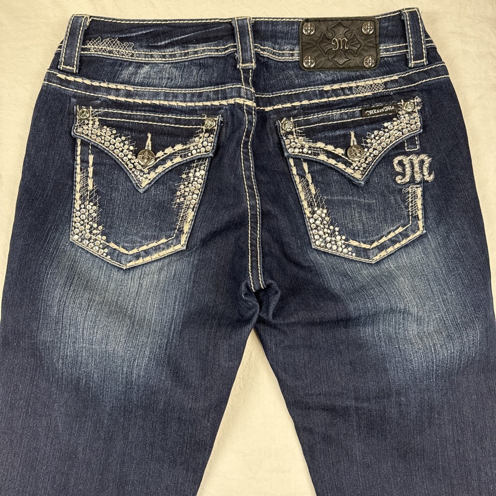 Miss Me jEANS wOMENS 27/35 jE5759EX eASY bOOT eMBROIDERED rHINESTONES sEQUINS